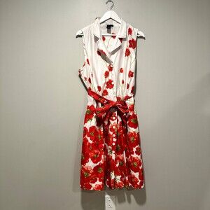  Lane Bryant Floral Sleeveless Collared Fit & Flare Dress